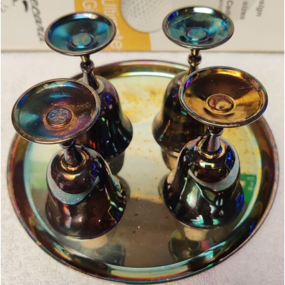 Vintage Wm Rogers Silver-plated Goblet Set with Serving Tray Pre Owned - Picture 4 of 16